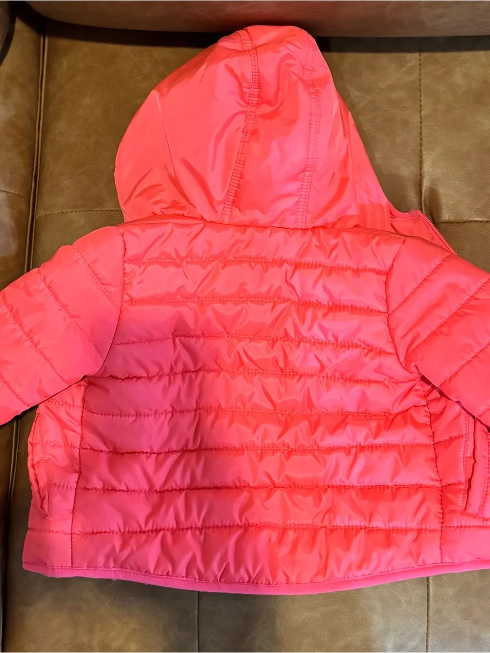 Cat&Jack girl Hot pink fleece lined hood toddler size 18M coat puffer jacket